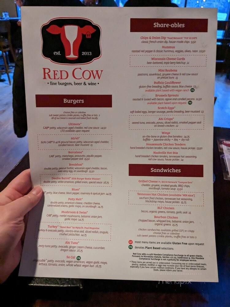 Red Cow Uptown - Minneapolis, MN menu_pic