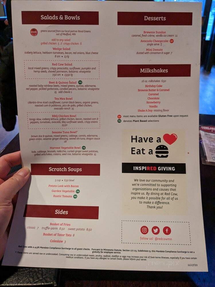 Red Cow Uptown - Minneapolis, MN menu_pic