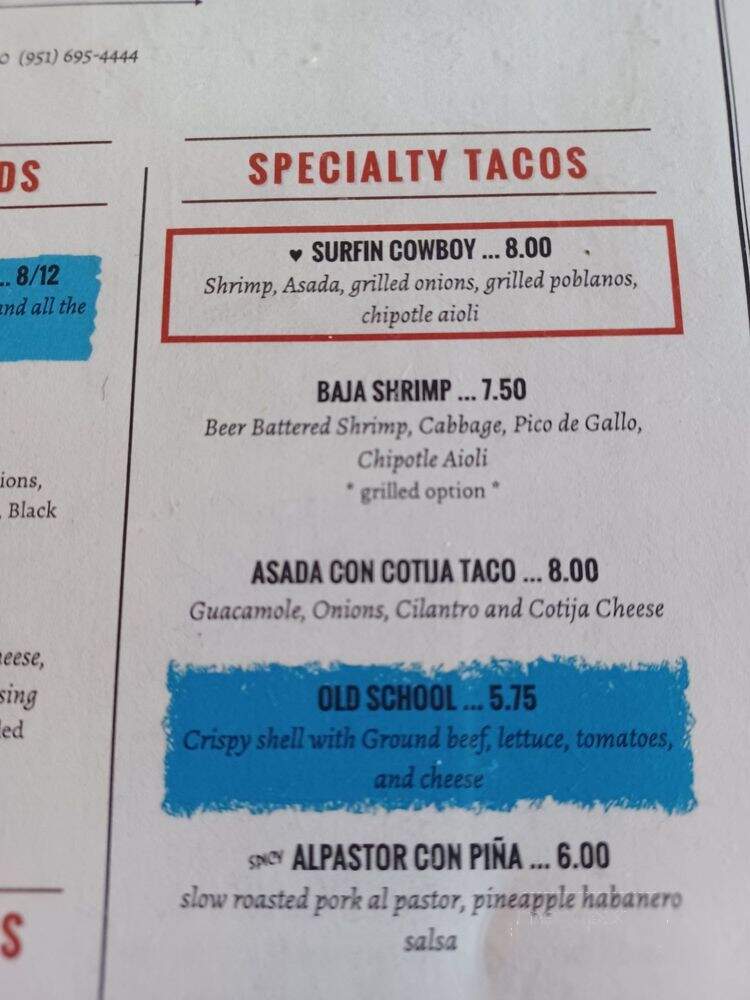 Rene's Cowgirl Cantina - Temecula, CA menu_pic