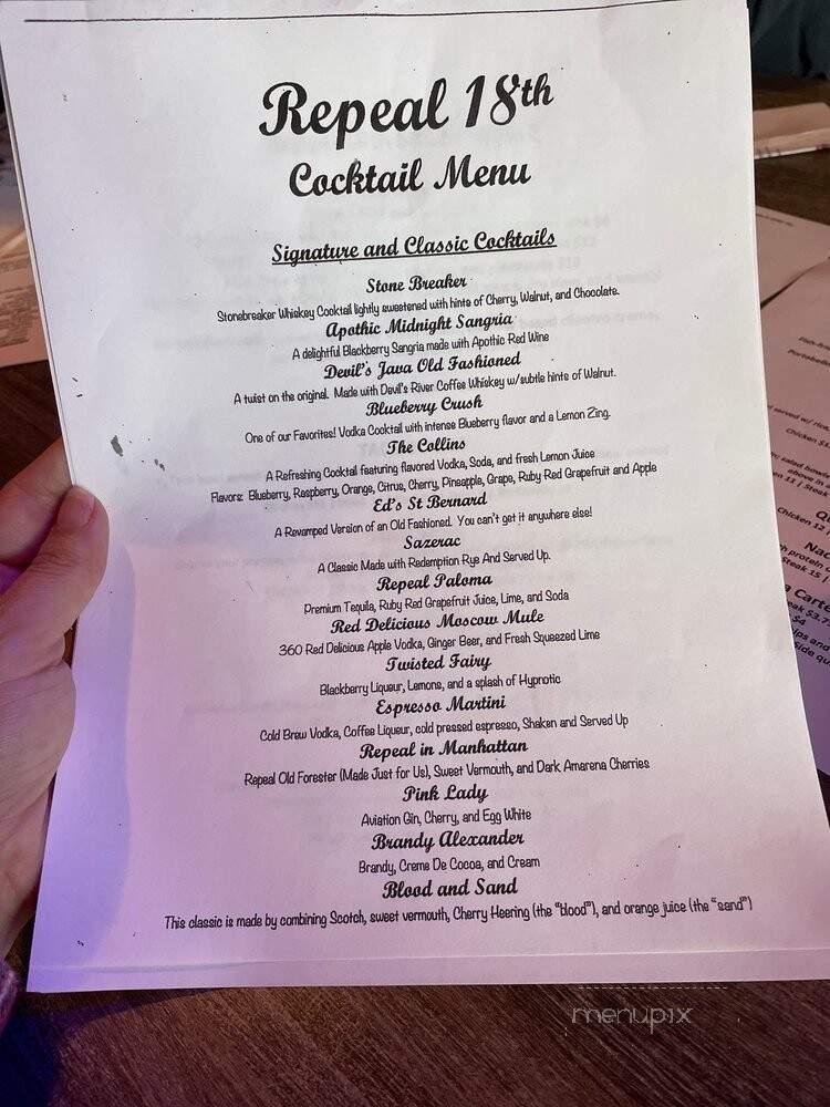 Repeal 18th Bar and Bistro - North Kansas City, MO menu_pic