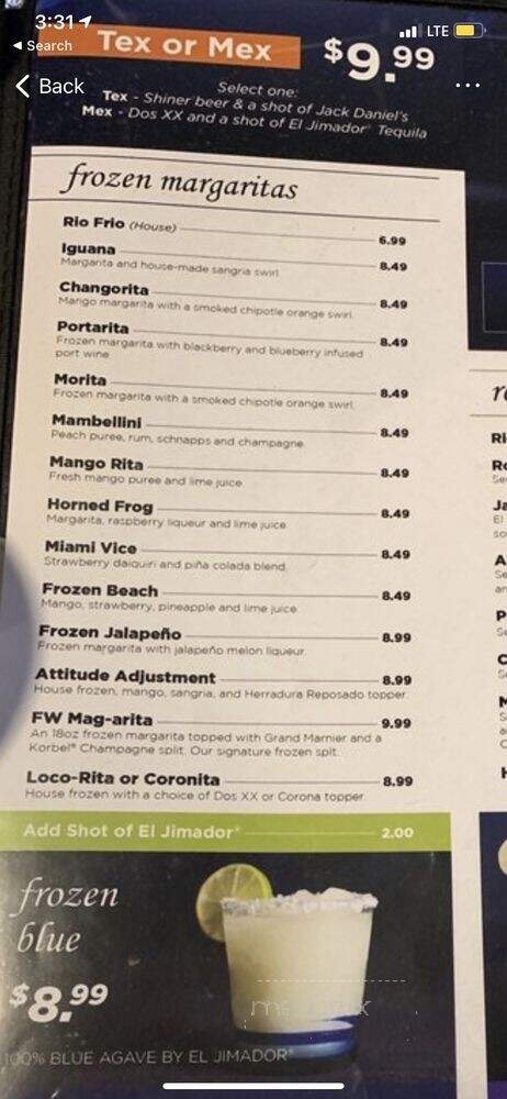 Rio Mambo - Grapevine, TX menu_pic