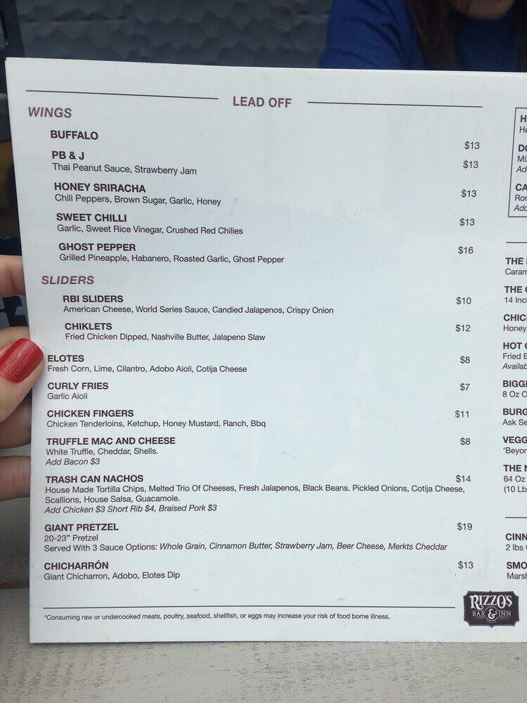 Rizzo's Bar & Inn - Chicago, IL menu_pic