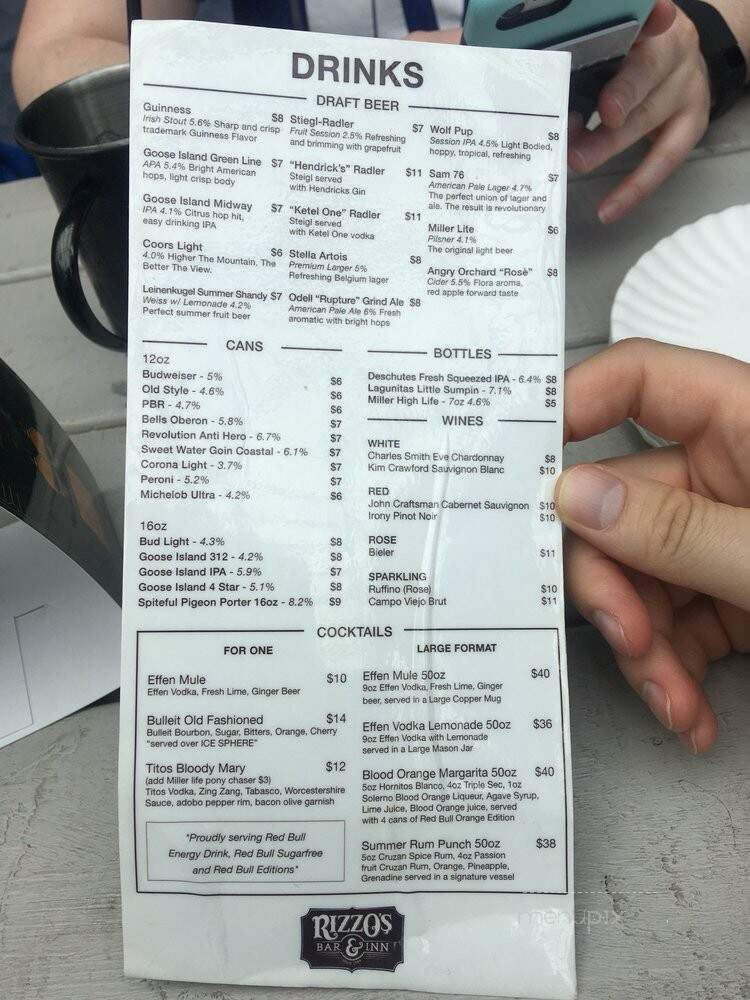 Rizzo's Bar & Inn - Chicago, IL menu_pic