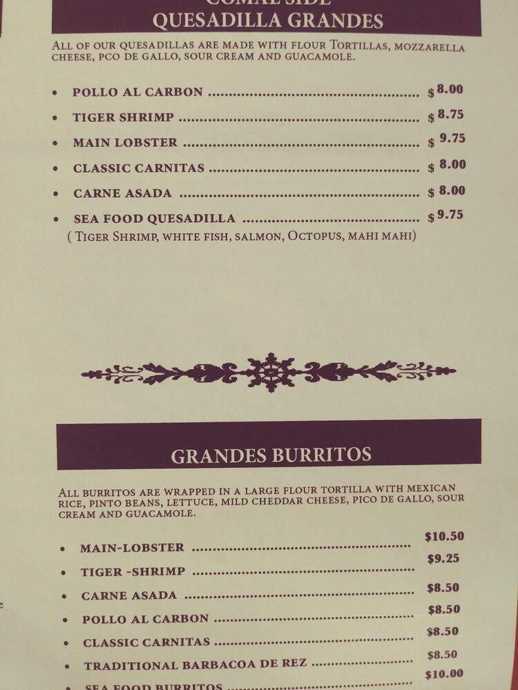 RJM Mexican Grill - Los Angeles, CA menu_pic