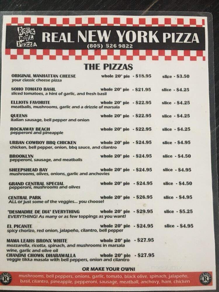 Rock & Roll Pizza - Camarillo, CA menu_pic