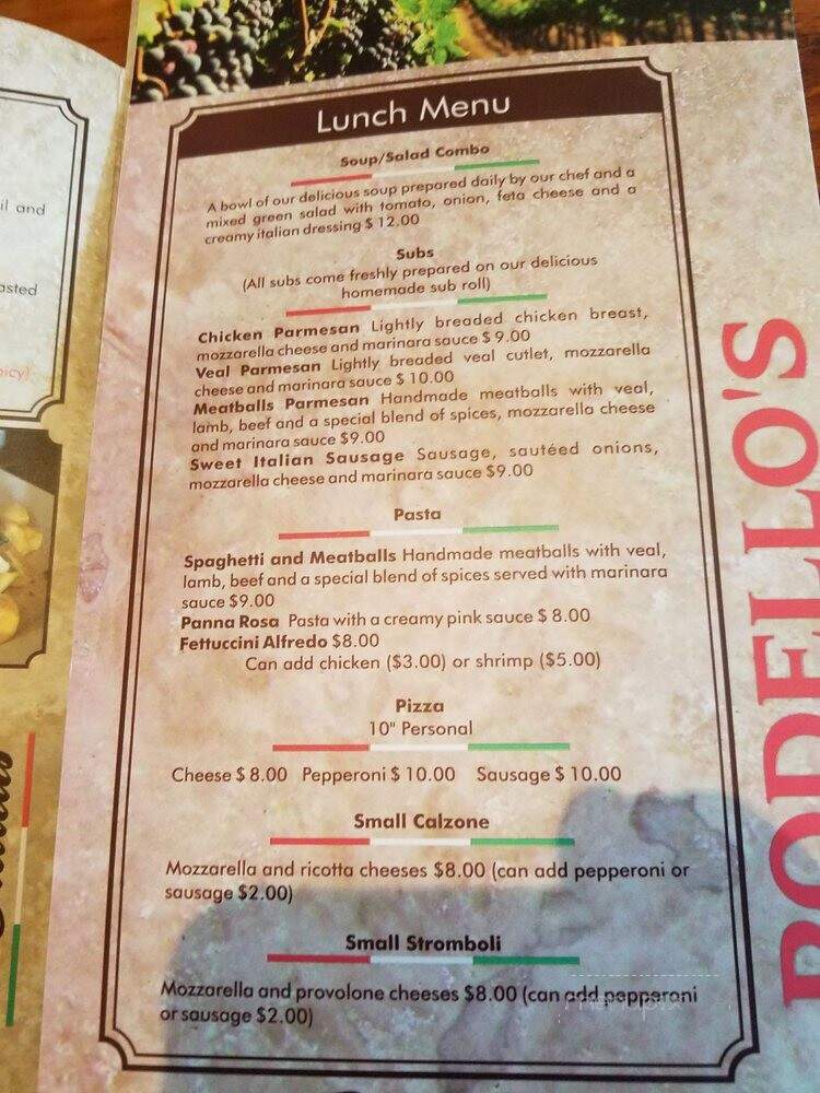 Rodello's Italian Restaurant - Leesburg, FL menu_pic