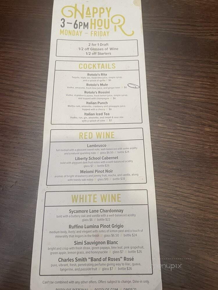 Rotolo's Pizzeria - Port Allen, LA menu_pic