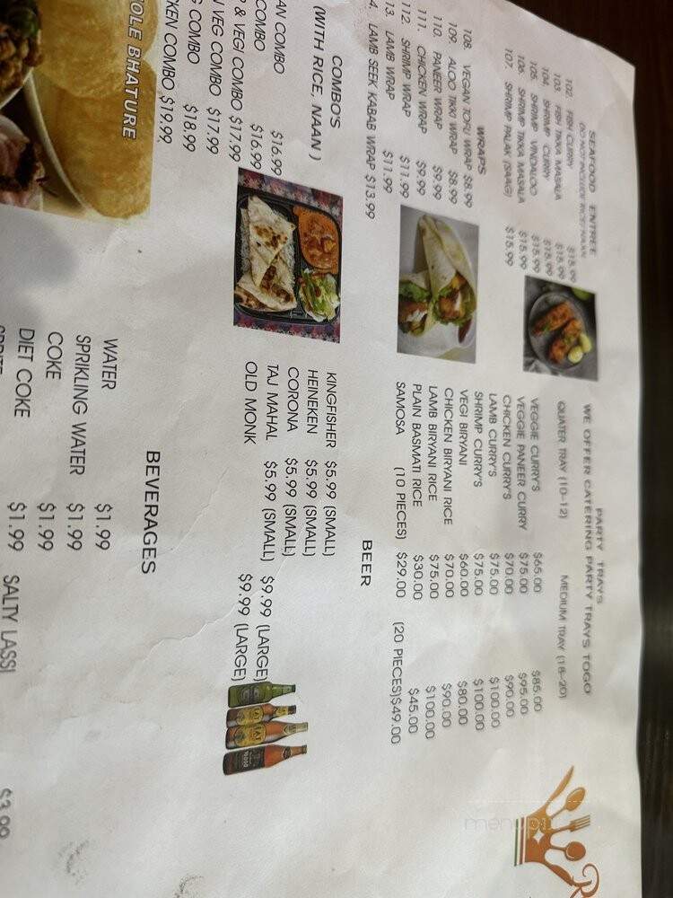 Royal Kitchen Indian Restaurant - Oakland, CA menu_pic