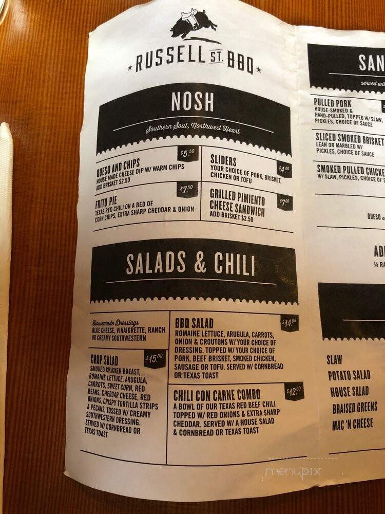 Russell Street Bar-B-Que - Portland, OR menu_pic