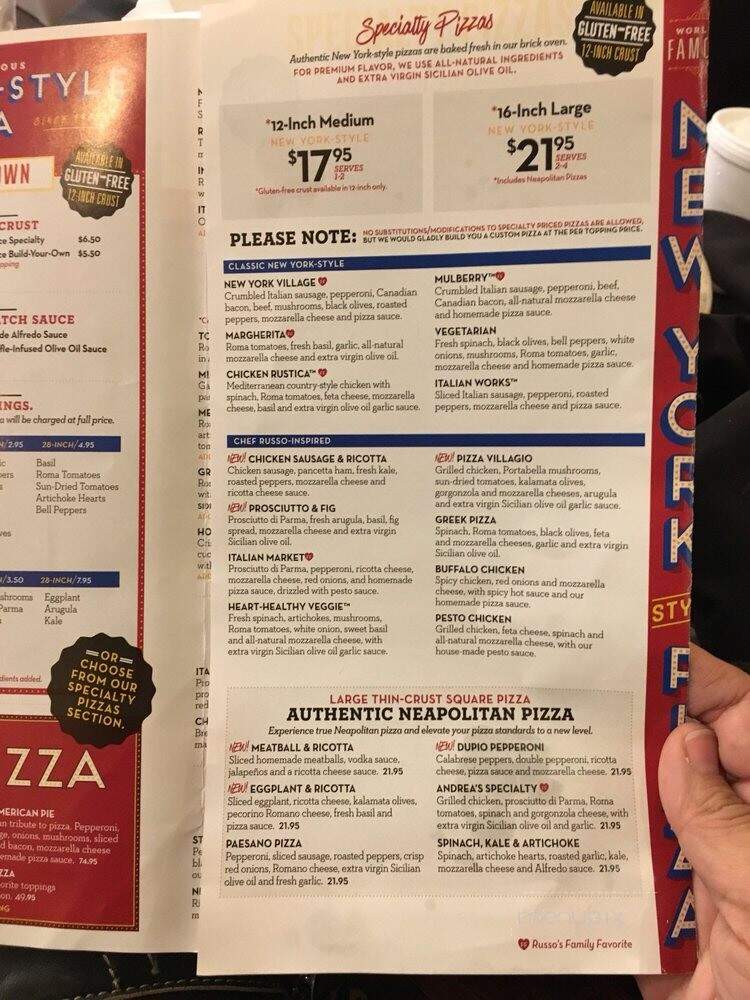 Russos NY Pizzeria - Austin, TX menu_pic