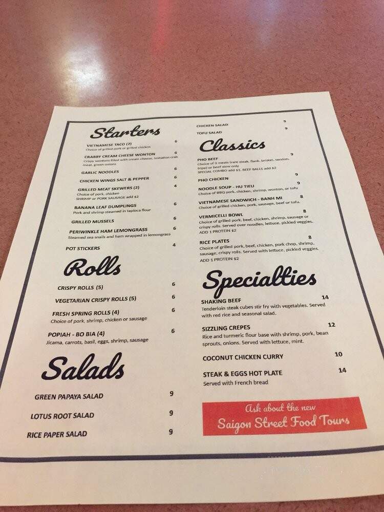 Saigon Street Eat - Sacramento, CA menu_pic