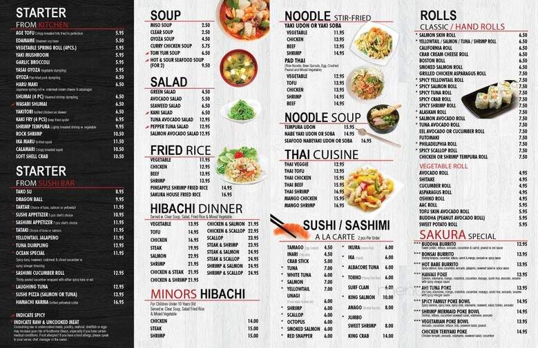 Sakura hibachi sushi thai - Norristown, PA menu_pic
