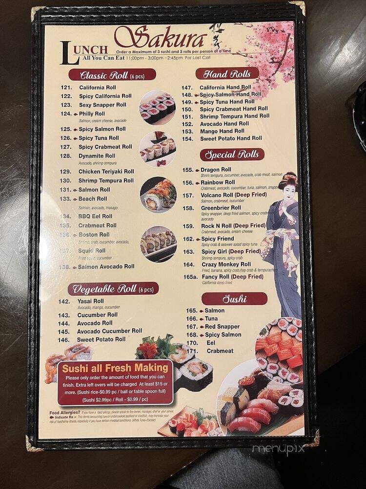 Sakura Sushi - Chesapeake, VA menu_pic