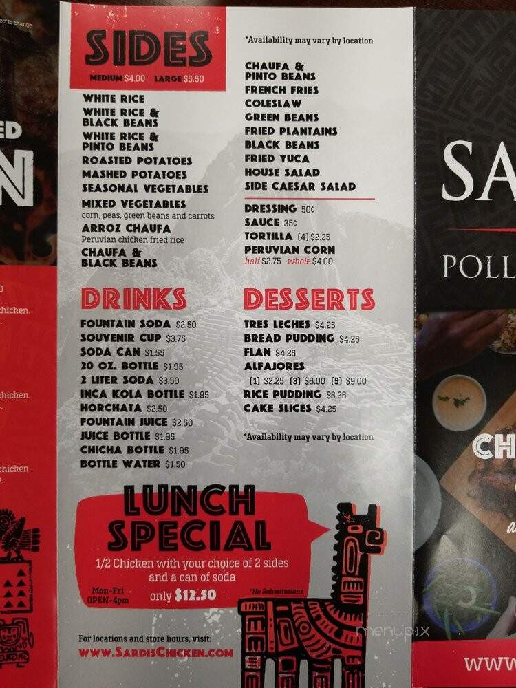 Sardi's Pollo A La Brasa - Glen Burnie, MD menu_pic