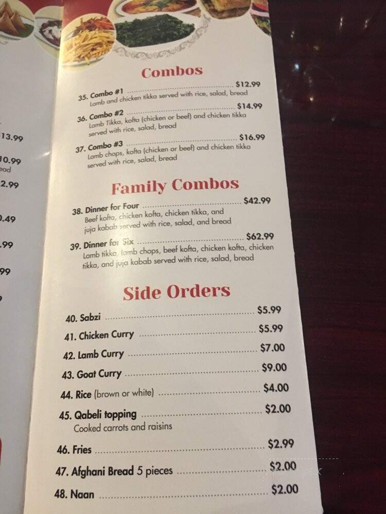 Sarinas Afghan Cuisine - Suffern, NY menu_pic