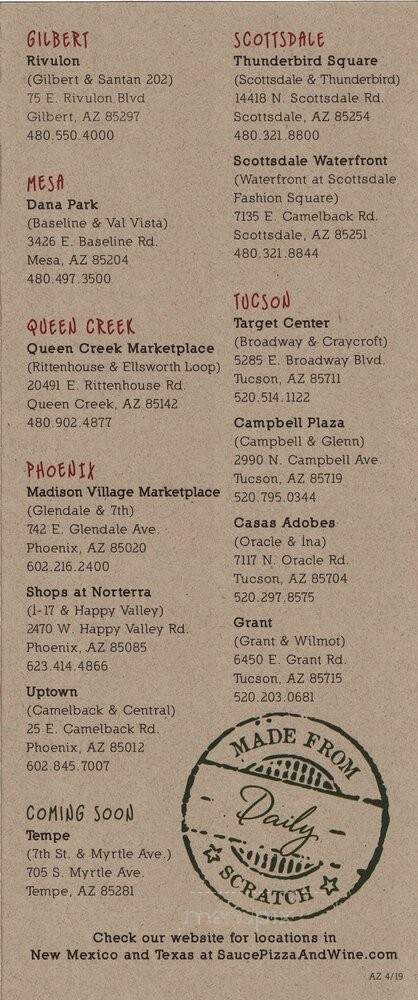 Sauce Pizza & Wine - Queen Creek, AZ