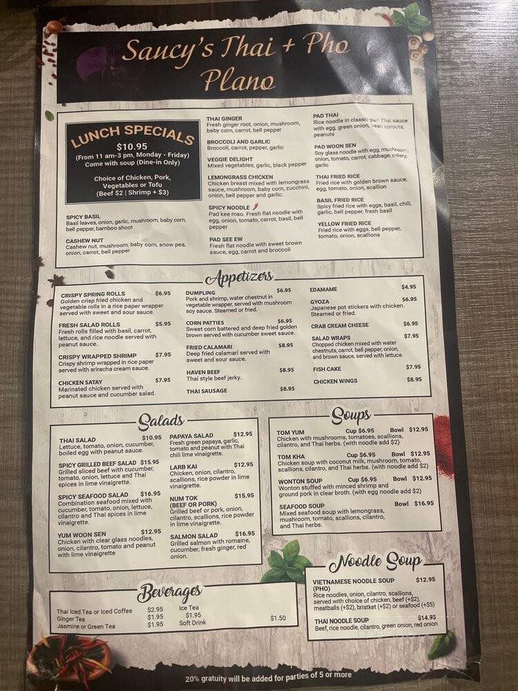 Saucy's Thai & Pho - Plano, TX menu_pic