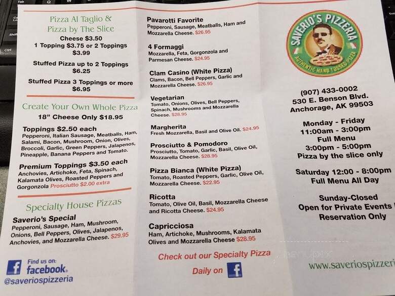 Saverio's Pizzeria - Anchorage, AK menu_pic