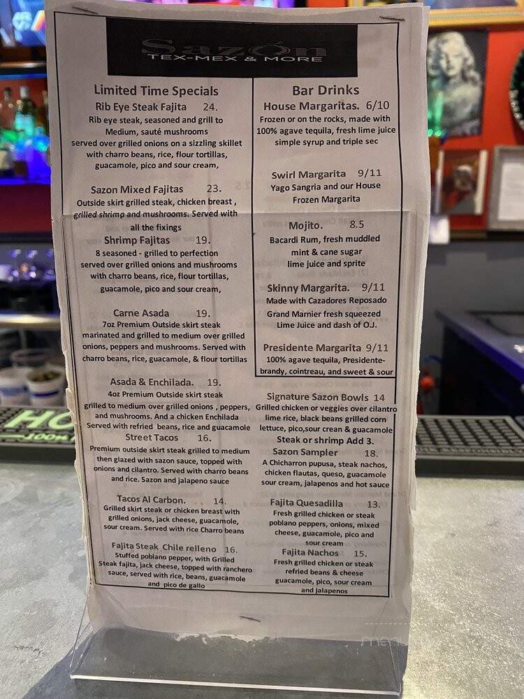 Sazon Tex-Mex - Dallas, TX menu_pic