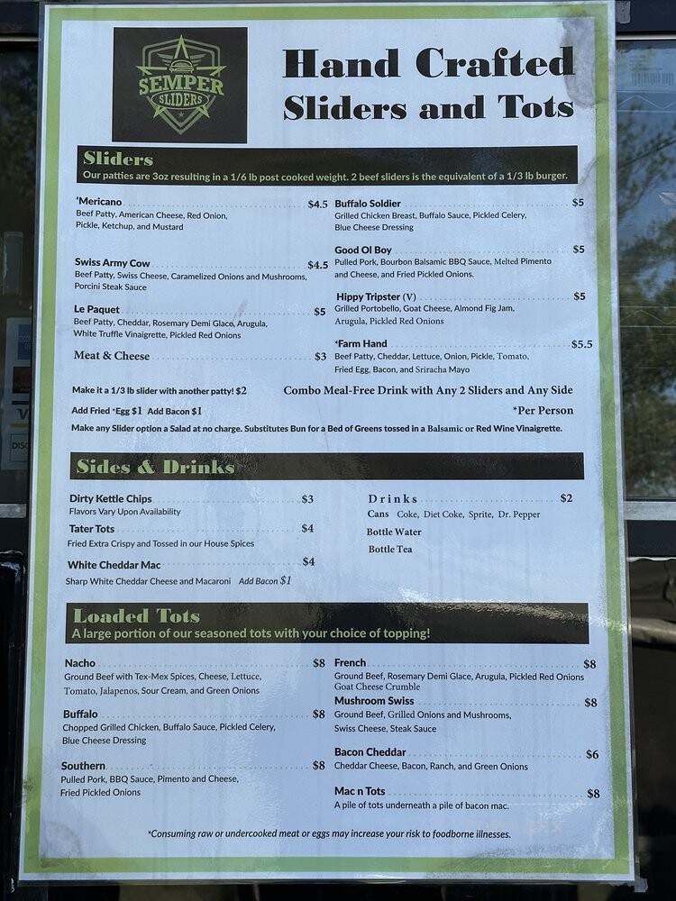 Semper Sliders - Nashville, TN menu_pic