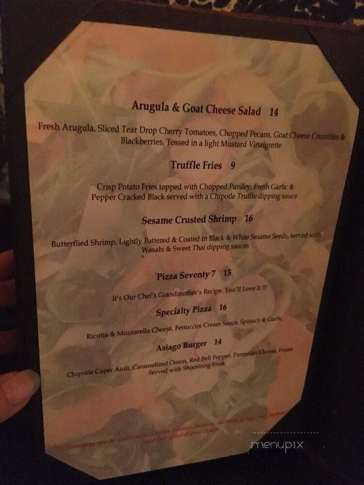 Seventy7 West - Los Angeles, CA menu_pic
