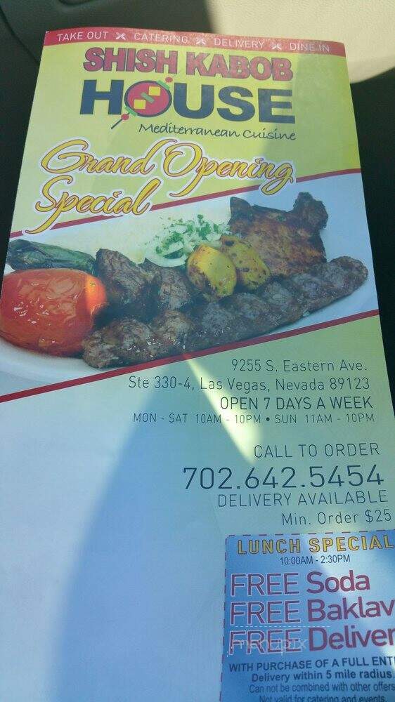 Shish Kabob House - Las Vegas, NV menu_pic