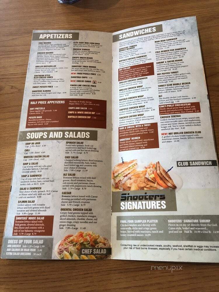Shooters Sports Grill - Liberty Township, OH menu_pic