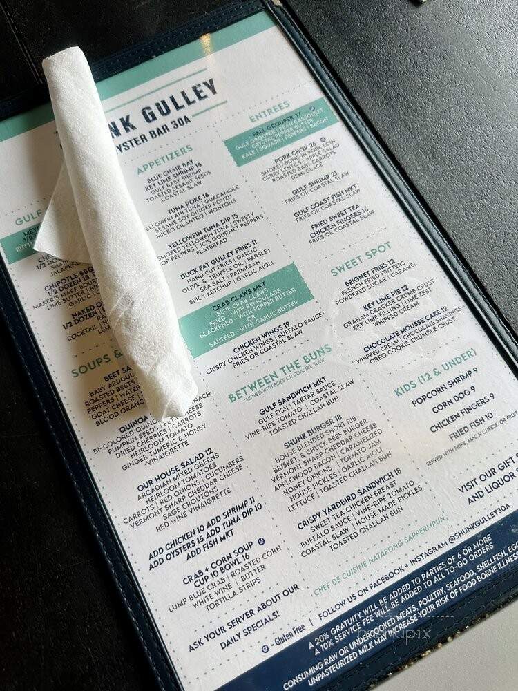 Shunk Gulley Oyster Bar - Santa Rosa Beach, FL menu_pic