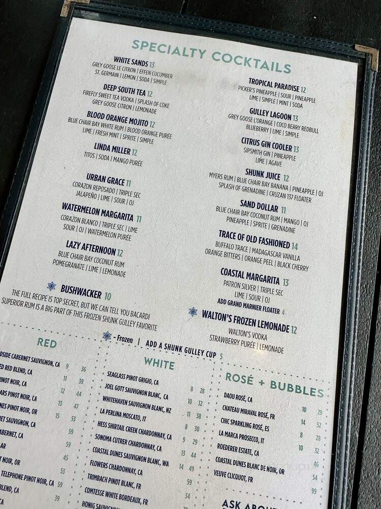 Shunk Gulley Oyster Bar - Santa Rosa Beach, FL menu_pic