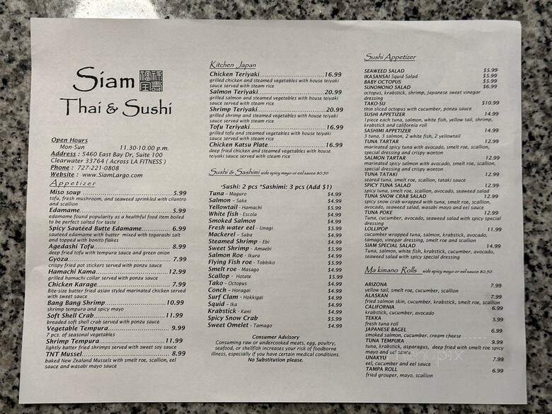 Siam Thai & Sushi - Clearwater, FL