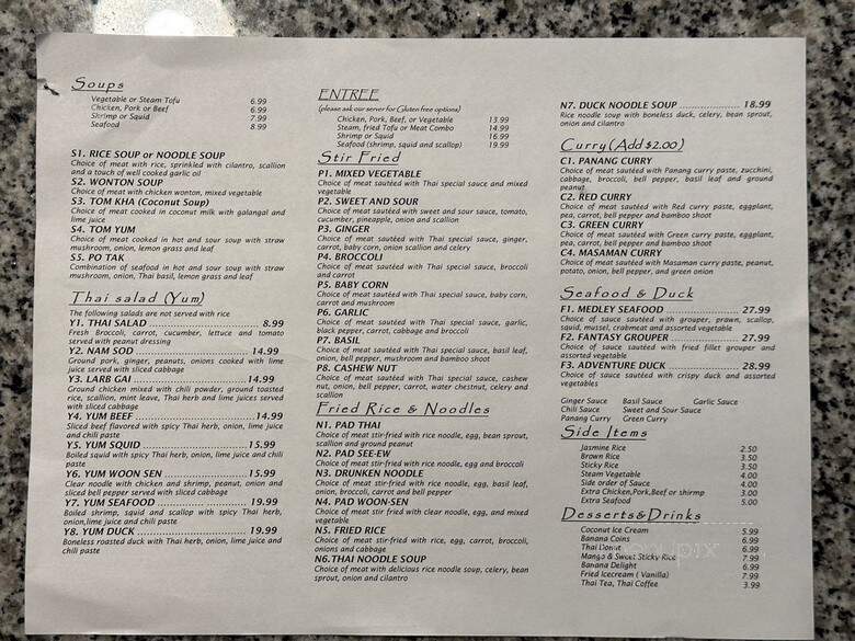 Siam Thai & Sushi - Clearwater, FL menu_pic