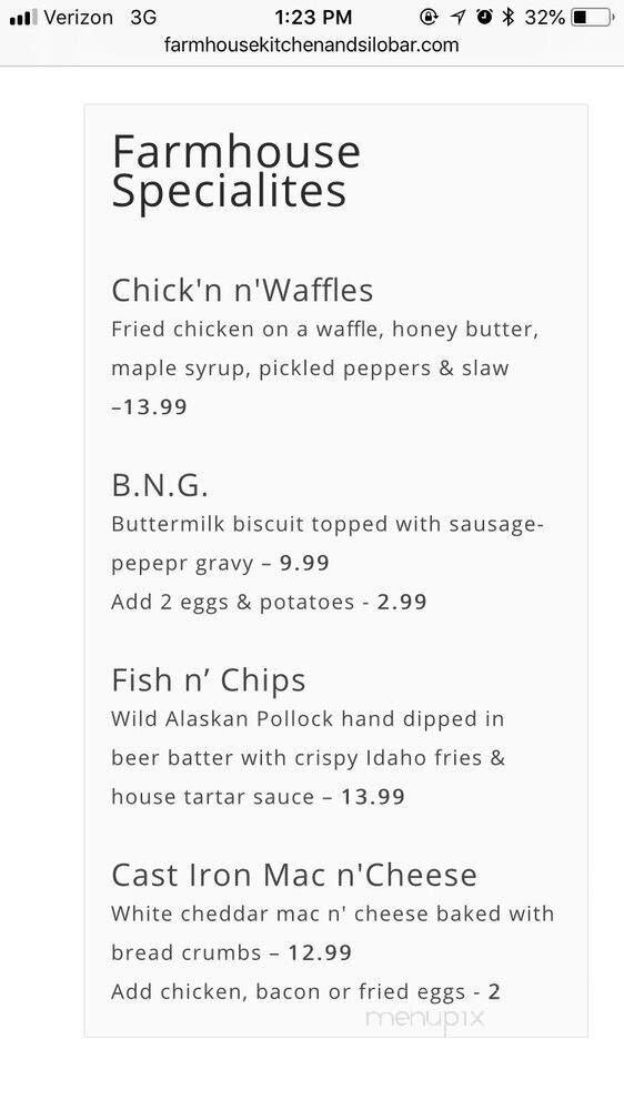 Silo Bar - Ponderay, ID menu_pic