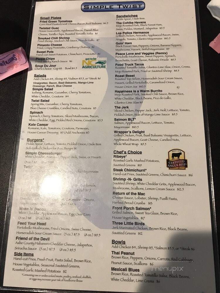Simple Twist - Clayton, NC menu_pic