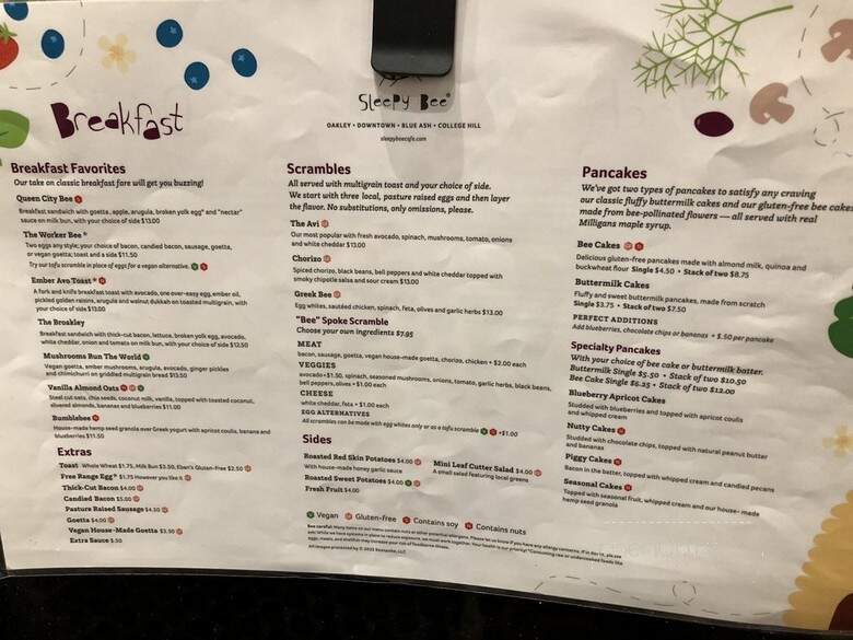 Sleepy Bee Cafe - Cincinnati, OH menu_pic