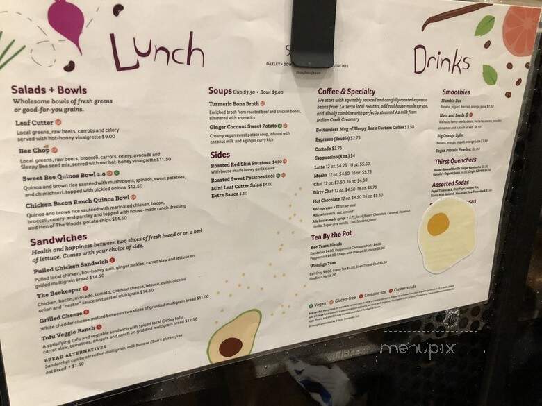 Sleepy Bee Cafe - Cincinnati, OH menu_pic