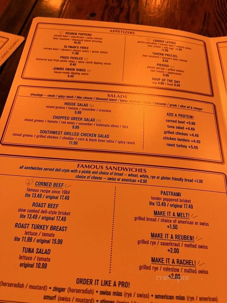 Slyman's Tavern - Beachwood, OH menu_pic