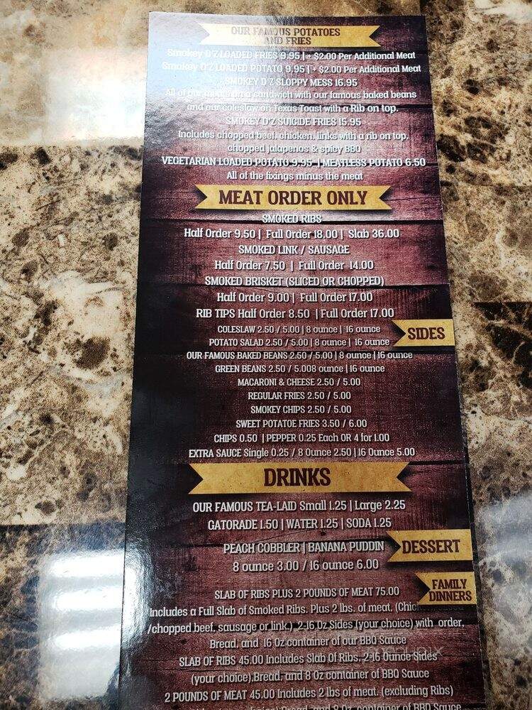 Smokey D'z - Duncanville, TX menu_pic