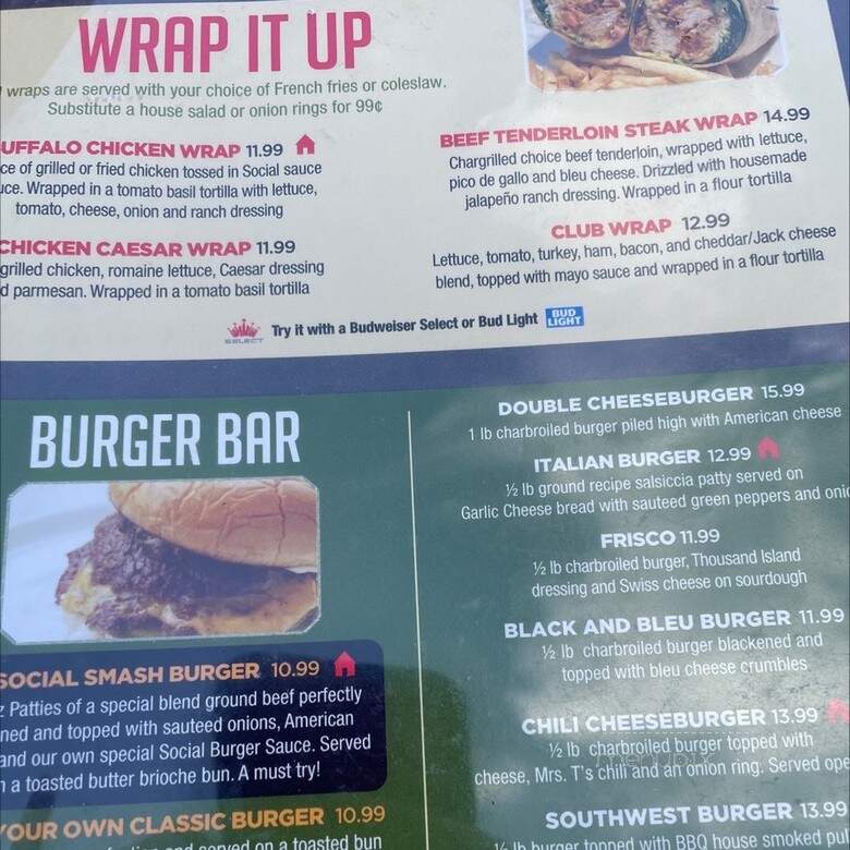 Social Bar & Grill - St. Louis, MO menu_pic