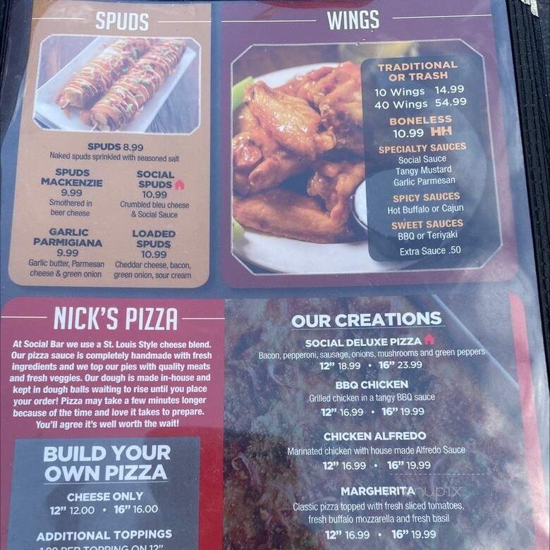 Social Bar & Grill - St. Louis, MO menu_pic