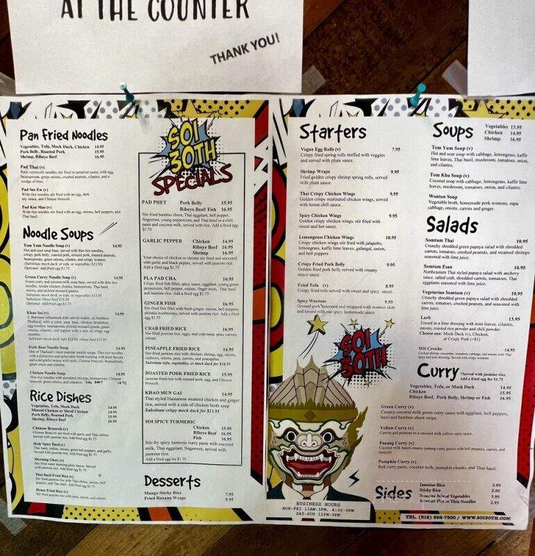 Soi 30th - San Diego, CA menu_pic