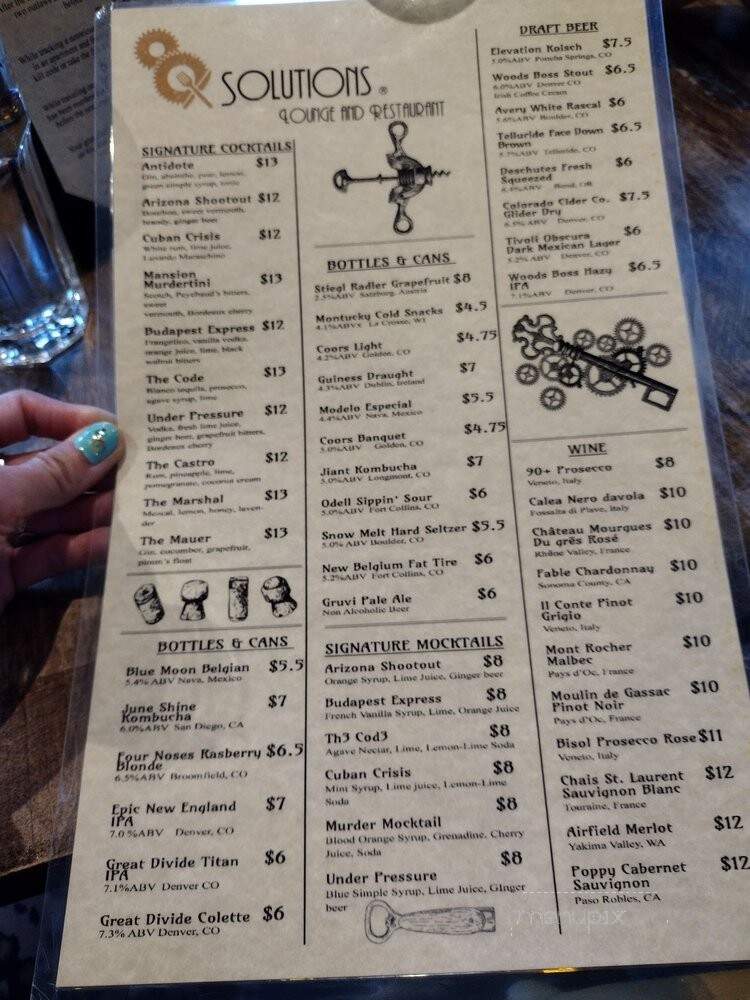 Solutions Lounge and Restaurant - Denver, CO menu_pic