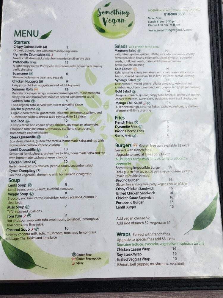Something Vegan - Toluca Lake, CA menu_pic