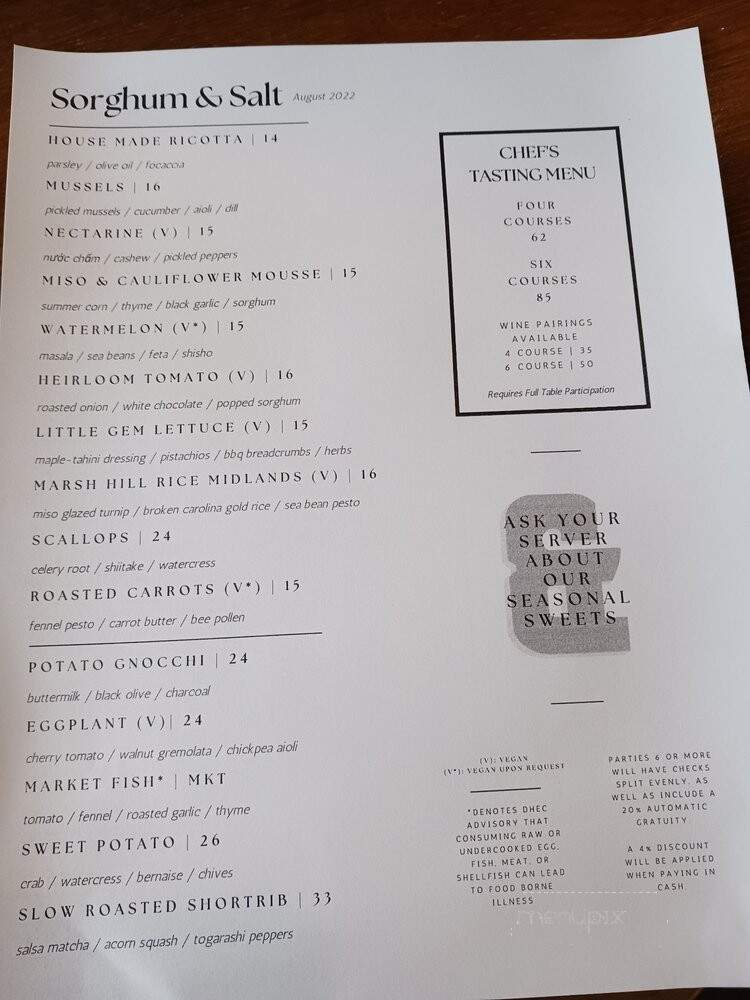 Sorghum & Salt - Charleston, SC menu_pic