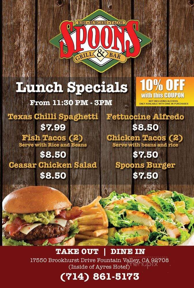 Spoons Grill & Bar - Fountain Valley, CA menu_pic