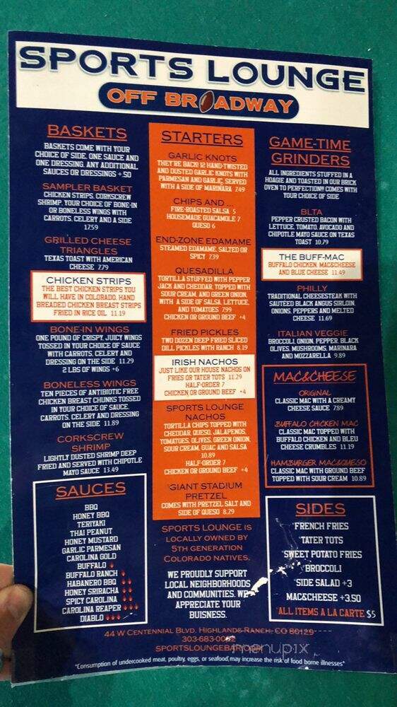 Sports Lounge Off Broadway - Highlands Ranch, CO menu_pic