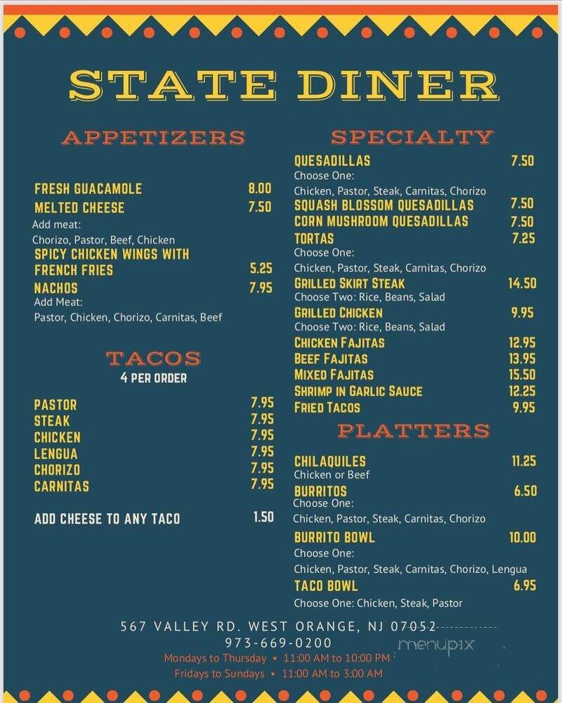 State Diner - West Orange, NJ menu_pic