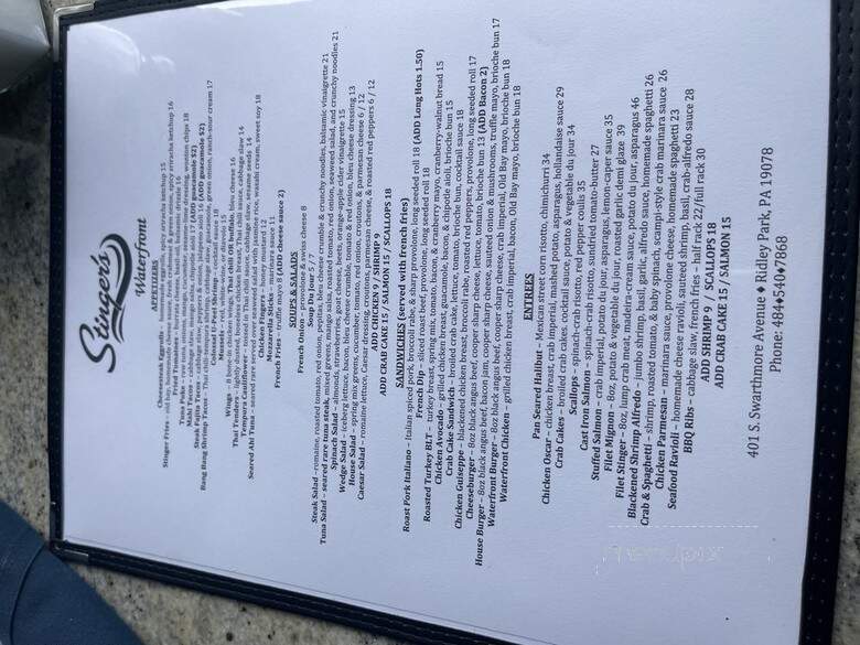 Stingers Waterfront - Ridley Park, PA menu_pic