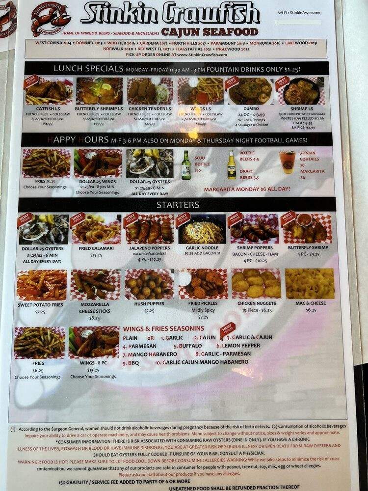 Stinkin Crawfish - North Hills, CA menu_pic