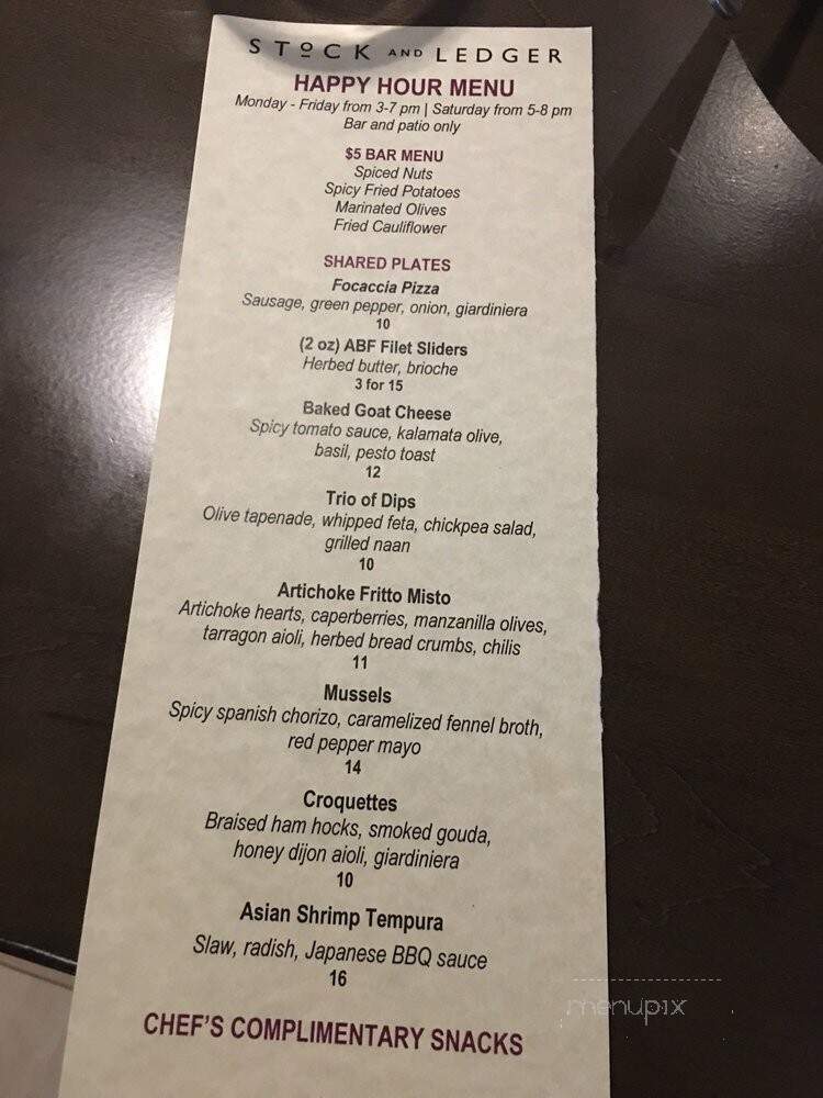 Stock and Ledger - Chicago, IL menu_pic
