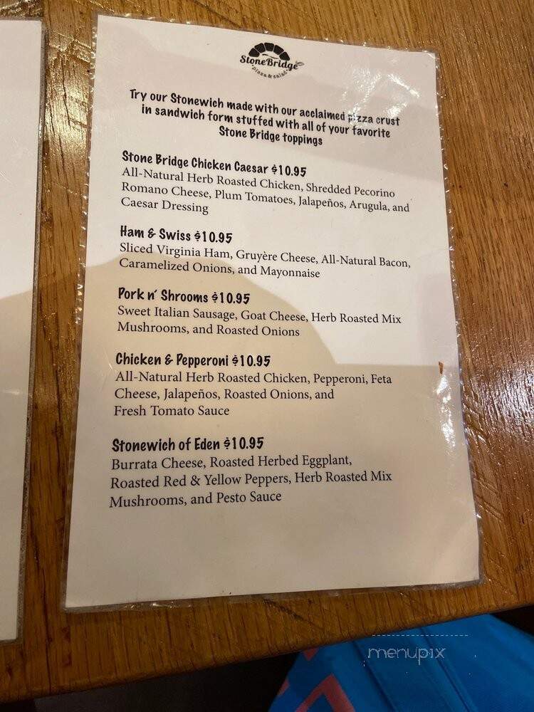 Stone Bridge Pizza & Salad - New York, NY menu_pic